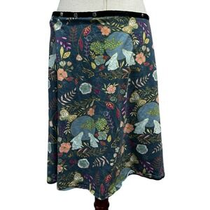 Erin Macleod Skirt Adjustable Snap Wrap Around Rabbits & Butterflies Stretch